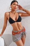 LC472108-22-S, LC472108-22-M, LC472108-22-L, LC472108-22-XL, Multicolor  Leopard Drawstring Ruched Swim Skirt