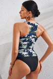 LC413562-9-S, LC413562-9-L, LC413562-9-XL, LC413562-9-2XL, Green Camouflage Print Tankini Set 