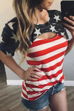 Women's Contrast American Flag Cut Out T-Shirt