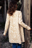 LC271643-18-S, LC271643-18-M, LC271643-18-L, LC271643-18-XL, LC271643-18-2XL, Apricot Zebra Print Open Front Long Cardigan