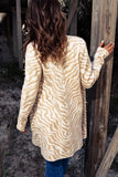 LC271643-18-S, LC271643-18-M, LC271643-18-L, LC271643-18-XL, LC271643-18-2XL, Apricot Zebra Print Open Front Long Cardigan