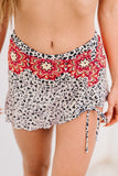 LC472108-22-S, LC472108-22-M, LC472108-22-L, LC472108-22-XL, Multicolor  Leopard Drawstring Ruched Swim Skirt