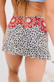 LC472108-22-S, LC472108-22-M, LC472108-22-L, LC472108-22-XL, Multicolor  Leopard Drawstring Ruched Swim Skirt