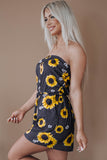 LC642083-7-S, LC642083-7-M, LC642083-7-L, LC642083-7-XL, Yellow  Floral Print Bandeau Romper with Pockets Gay Palm Leaves Print Bandeau Romper with Pockets Multicolor Tie-dye Print Bandeau Romper with Pockets