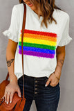 Rainbow Striped Shirt Women Pride Graphic Tees Shirts Short Sleeve Tops