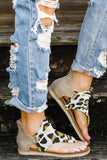 Women Summer Walking Flat Sandals Leopard Printed Zipper Flip Flop