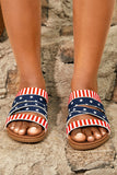 BH02711-22-37, BH02711-22-38, BH02711-22-39, BH02711-22-40, BH02711-22-41, BH02711-22-42, Multicolor Open Toe Casual Summer Shoes American Flag Crisscross Strappy Flip Flops