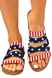 Open Toe Casual Summer Shoes American Flag Crisscross Strappy Slippers