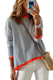 Women's Striped Color Block Sweater Drop Shoulder Relaxed Fit Pullover