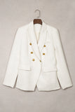 LC852370-1-S, LC852370-1-M, LC852370-1-L, LC852370-1-XL, LC852370-1-2XL, White Double Breasted Lapel Blazers Women's Casual Office Long Sleeve Jacket