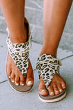 BH02088-20-37, BH02088-20-38, BH02088-20-39, BH02088-20-40, BH02088-20-41, BH02088-20-42, Women Summer Walking Flat Sandals Leopard Printed Zipper Flip Flop