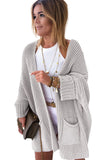 LC271725-16-S, LC271725-16-M, LC271725-16-L, LC271725-16-XL, LC271725-16-2XL, Khaki Oversized Fold Over Sleeve Sweater Cardigan