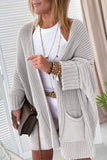 LC271725-16-S, LC271725-16-M, LC271725-16-L, LC271725-16-XL, LC271725-16-2XL, Khaki Oversized Fold Over Sleeve Sweater Cardigan