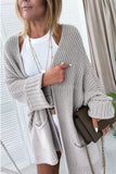 LC271725-16-S, LC271725-16-M, LC271725-16-L, LC271725-16-XL, LC271725-16-2XL, Khaki Oversized Fold Over Sleeve Sweater Cardigan