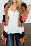 LC271796-22-S, LC271796-22-M, LC271796-22-L, LC271796-22-XL, LC271796-22-2XL, Multicolor Striped Color Block Open Front Cardigan