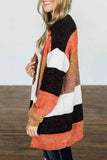 LC271796-22-S, LC271796-22-M, LC271796-22-L, LC271796-22-XL, LC271796-22-2XL, Multicolor Striped Color Block Open Front Cardigan