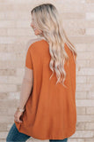 LC25116711-14-S, LC25116711-14-M, LC25116711-14-L, LC25116711-14-XL, LC25116711-14-2XL, Orange Pocketed Color Block Patchwork Long Sleeve Top