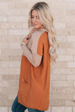 LC25116711-14-S, LC25116711-14-M, LC25116711-14-L, LC25116711-14-XL, LC25116711-14-2XL, Orange Pocketed Color Block Patchwork Long Sleeve Top