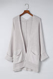 LC271725-16-S, LC271725-16-M, LC271725-16-L, LC271725-16-XL, LC271725-16-2XL, Khaki Oversized Fold Over Sleeve Sweater Cardigan