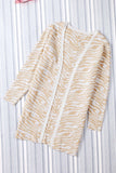 LC271643-18-S, LC271643-18-M, LC271643-18-L, LC271643-18-XL, LC271643-18-2XL, Apricot Zebra Print Open Front Long Cardigan