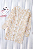 LC271643-18-S, LC271643-18-M, LC271643-18-L, LC271643-18-XL, LC271643-18-2XL, Apricot Zebra Print Open Front Long Cardigan