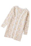 LC271643-18-S, LC271643-18-M, LC271643-18-L, LC271643-18-XL, LC271643-18-2XL, Apricot Zebra Print Open Front Long Cardigan