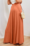 LC7711508-3-S, LC7711508-3-M, LC7711508-3-L, LC7711508-3-XL, Red Drawstring Smocked High Waist Wide Leg Pants