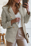 LC852370-11-S, LC852370-11-M, LC852370-11-L, LC852370-11-XL, LC852370-11-2XL, Gray Double Breasted Lapel Blazers Women's Casual Office Long Sleeve Jacket