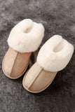 BH021215-16-37, BH021215-16-39, BH021215-16-41, BH021215-16-43, BH021215-16-38, BH021215-16-40, BH021215-16-42, Khaki Womens Slippers Faux Suede Plush Fluffy Fur Soft Slippers Warm House Shoes