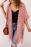 LC2541328-10, Pink Loose Knitwear Kimono with Slits