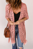 LC2541328-10, Pink Loose Knitwear Kimono with Slits