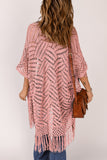 LC2541328-10, Pink Loose Knitwear Kimono with Slits