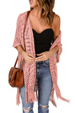 LC2541328-10, Pink Loose Knitwear Kimono with Slits