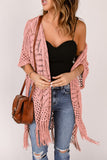 LC2541328-10, Pink Loose Knitwear Kimono with Slits