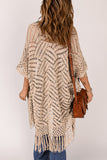 LC2541328-18, Apricot Loose Knitwear Kimono with Slits