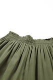 LC7711508-9-S, LC7711508-9-M, LC7711508-9-L, LC7711508-9-XL, Green Drawstring Smocked High Waist Wide Leg Pants
