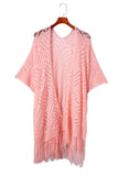 LC2541328-10, Pink Loose Knitwear Kimono with Slits