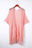 LC2541328-10, Pink Loose Knitwear Kimono with Slits