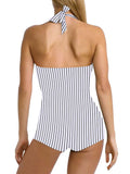 Women's One Piece Tummy Control Swimwear Boyleg Backless Ruched Swimsuit