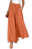 LC7711508-3-S, LC7711508-3-M, LC7711508-3-L, LC7711508-3-XL, Red Drawstring Smocked High Waist Wide Leg Pants