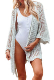 Women's Knit Crochet Open Front Beach Cover Up with Tie