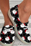 BH021870-2-38, BH021870-2-39, BH021870-2-40, BH021870-2-41, BH021870-2-42, BH021870-2-43, Black Womens Slip On Sneakers Christmas Santa Claus Casual Canvas Shoes