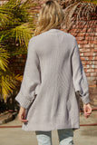 LC271725-16-S, LC271725-16-M, LC271725-16-L, LC271725-16-XL, LC271725-16-2XL, Khaki Oversized Fold Over Sleeve Sweater Cardigan