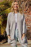 LC271725-16-S, LC271725-16-M, LC271725-16-L, LC271725-16-XL, LC271725-16-2XL, Khaki Oversized Fold Over Sleeve Sweater Cardigan