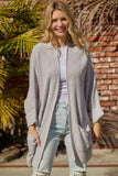 LC271725-16-S, LC271725-16-M, LC271725-16-L, LC271725-16-XL, LC271725-16-2XL, Khaki Oversized Fold Over Sleeve Sweater Cardigan