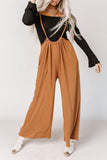 LC7711594-14-S, LC7711594-14-M, LC7711594-14-L, LC7711594-14-XL, Orange High Rise Wide Leg Suspender Pants