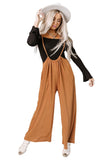 LC7711594-14-S, LC7711594-14-M, LC7711594-14-L, LC7711594-14-XL, Orange High Rise Wide Leg Suspender Pants