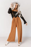 LC7711594-14-S, LC7711594-14-M, LC7711594-14-L, LC7711594-14-XL, Orange High Rise Wide Leg Suspender Pants