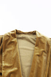 LC2541539-7-S, LC2541539-7-M, LC2541539-7-L, LC2541539-7-XL, LC2541539-7-2XL, Yellow Velvet Open Front Pocketed Long Cardigan