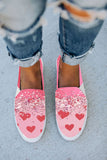 Women's Pink Heart Shaped Ombre Slip On Canvas Shoes